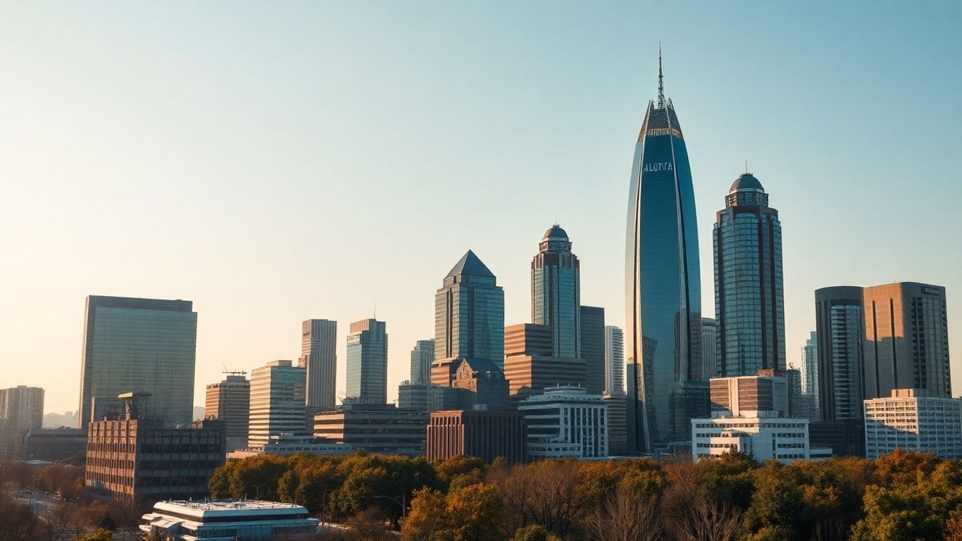 Atlanta skyline with smart city elements.