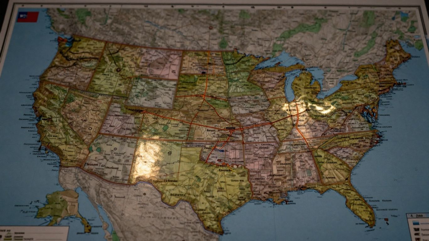 Map of US cities with interconnected routes.